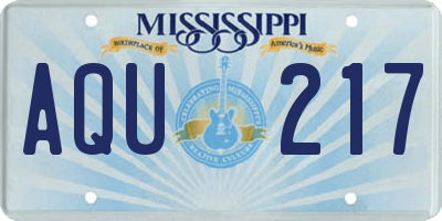MS license plate AQU217