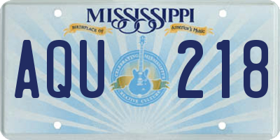 MS license plate AQU218