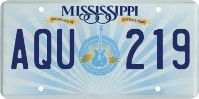 MS license plate AQU219