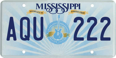 MS license plate AQU222