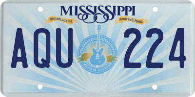 MS license plate AQU224