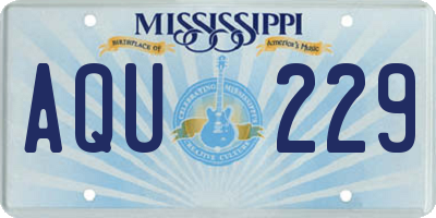 MS license plate AQU229