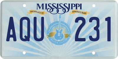 MS license plate AQU231