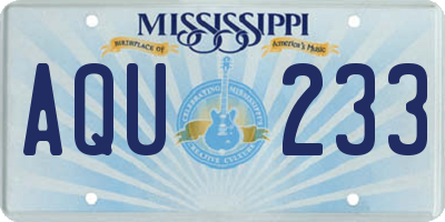 MS license plate AQU233