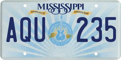 MS license plate AQU235