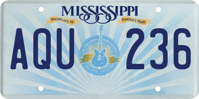 MS license plate AQU236