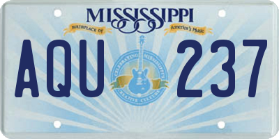 MS license plate AQU237