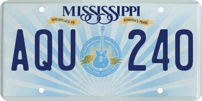 MS license plate AQU240
