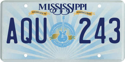 MS license plate AQU243