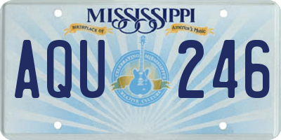 MS license plate AQU246