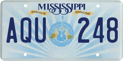 MS license plate AQU248
