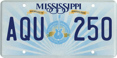 MS license plate AQU250