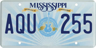 MS license plate AQU255