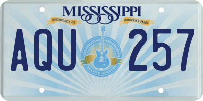 MS license plate AQU257