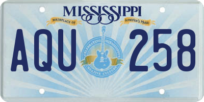 MS license plate AQU258