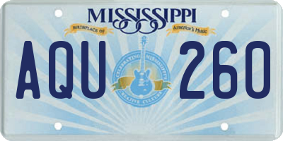MS license plate AQU260