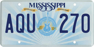 MS license plate AQU270