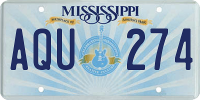 MS license plate AQU274