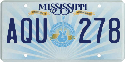 MS license plate AQU278