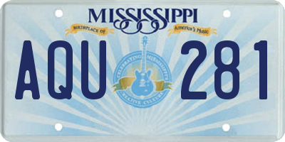 MS license plate AQU281