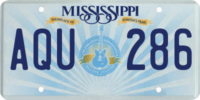 MS license plate AQU286