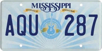 MS license plate AQU287