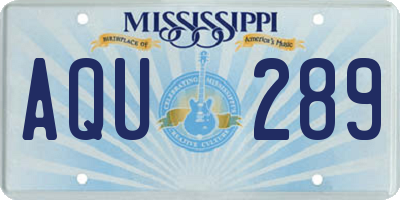 MS license plate AQU289