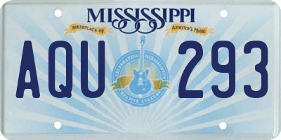 MS license plate AQU293