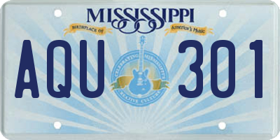 MS license plate AQU301