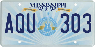 MS license plate AQU303