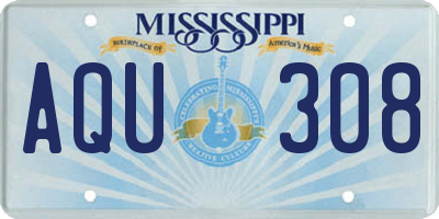MS license plate AQU308