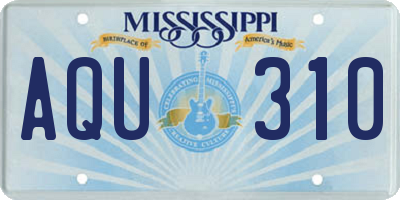 MS license plate AQU310