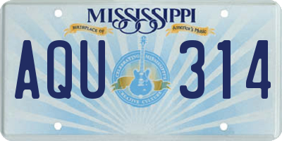 MS license plate AQU314