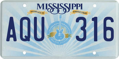 MS license plate AQU316