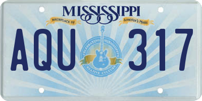 MS license plate AQU317