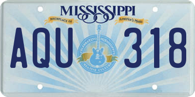 MS license plate AQU318