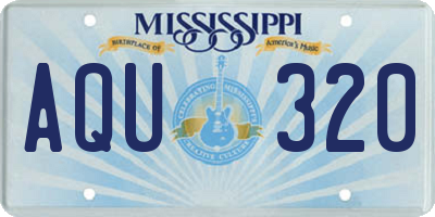 MS license plate AQU320
