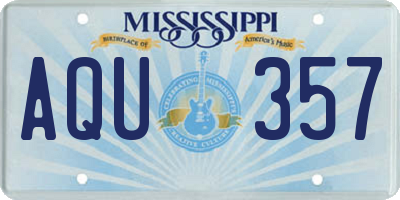 MS license plate AQU357