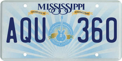 MS license plate AQU360
