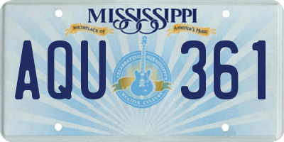 MS license plate AQU361
