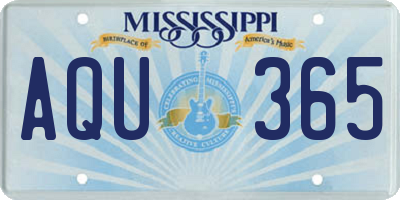 MS license plate AQU365