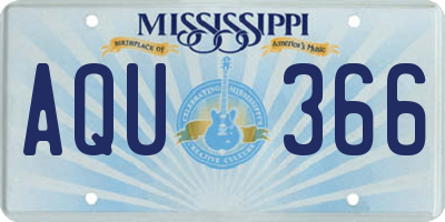 MS license plate AQU366