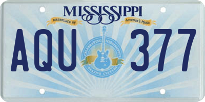 MS license plate AQU377
