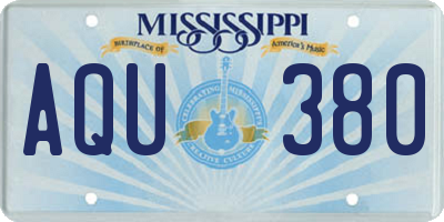 MS license plate AQU380