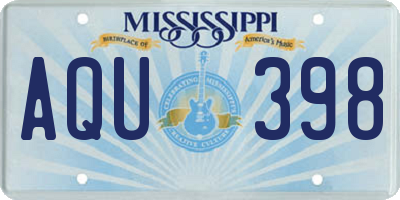 MS license plate AQU398