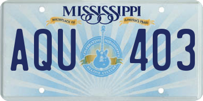 MS license plate AQU403