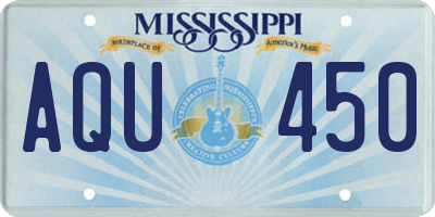 MS license plate AQU450