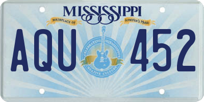 MS license plate AQU452