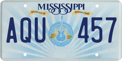 MS license plate AQU457