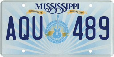 MS license plate AQU489